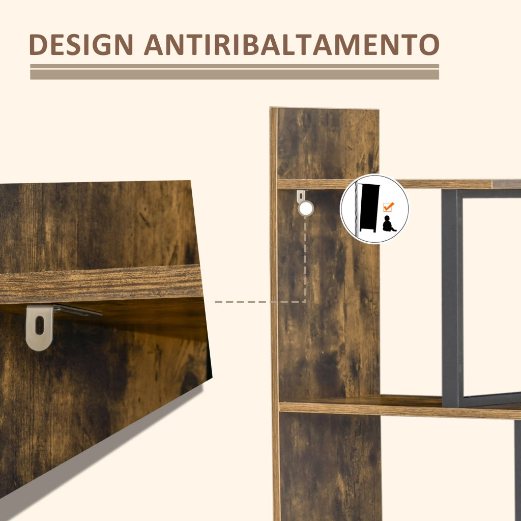 Libreria Stile Vintage/Industriale in Truciolato 102x30x160cm