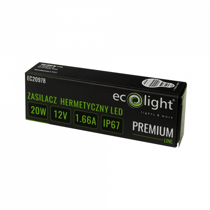 Alimentatore LED stagno Premium 20W 12V IP67 Ecolight
