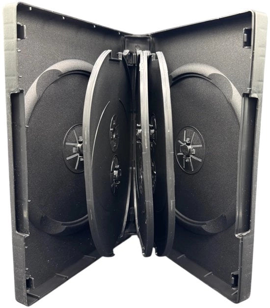 Copri disco per 8 CD/DVD/Blu-Ray - 27 mm largo - Copertura trasparente - Cassetti interni - Nero - Adatto per 8 dischi