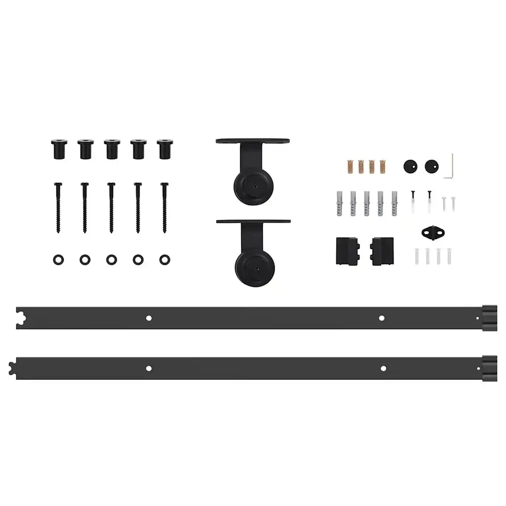 Kit di Binari per Porte Scorrevoli 213,5 cm Acciaio Nero CFW1047309