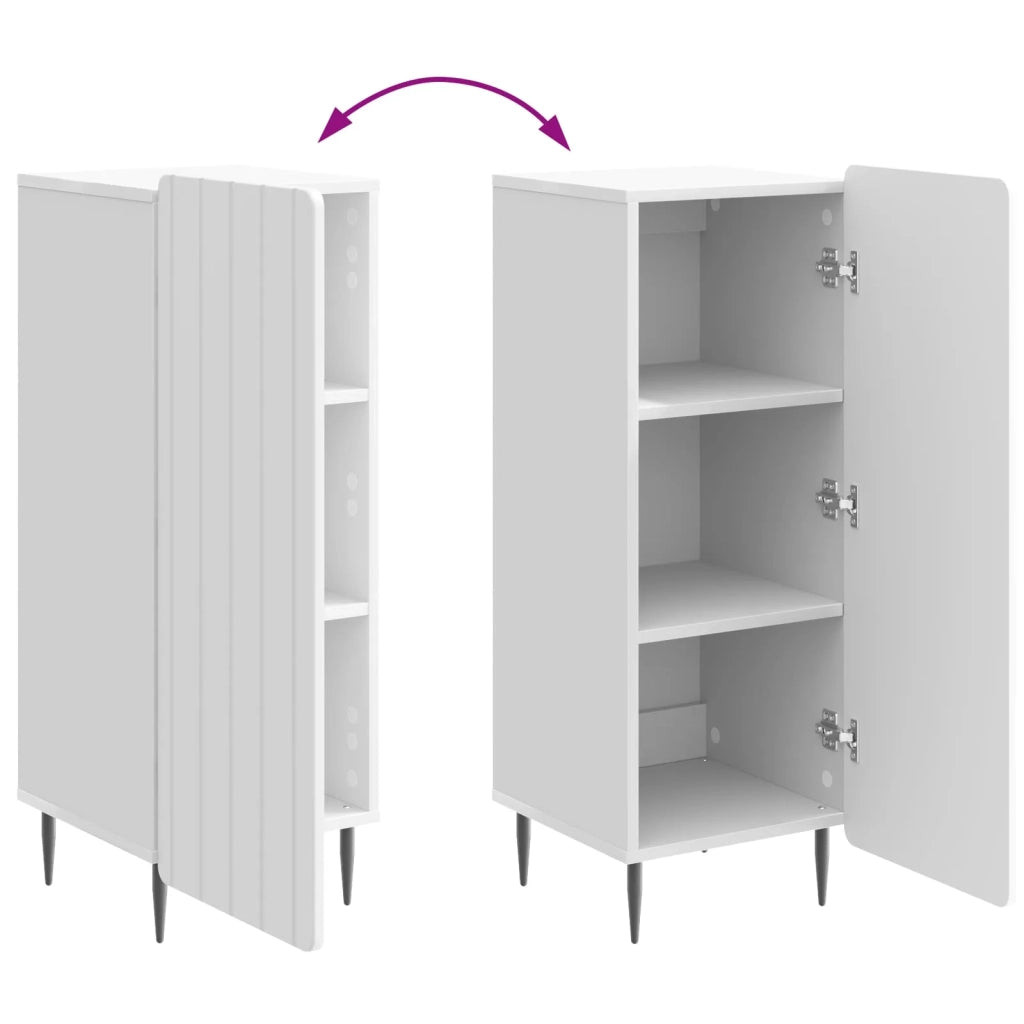 Credenza Bianco Lucido 34,5 x 33 x 92 cm Legno ingegnerizzato