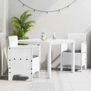 Set da Pranzo per Giardino 3 pcs Bianco Polipropilene