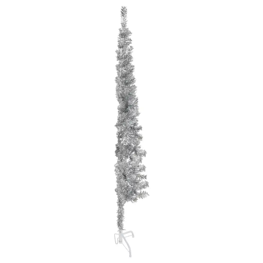 Albero Natale Artificiale Sottile a MetÃ  Supporto Argento 150cm