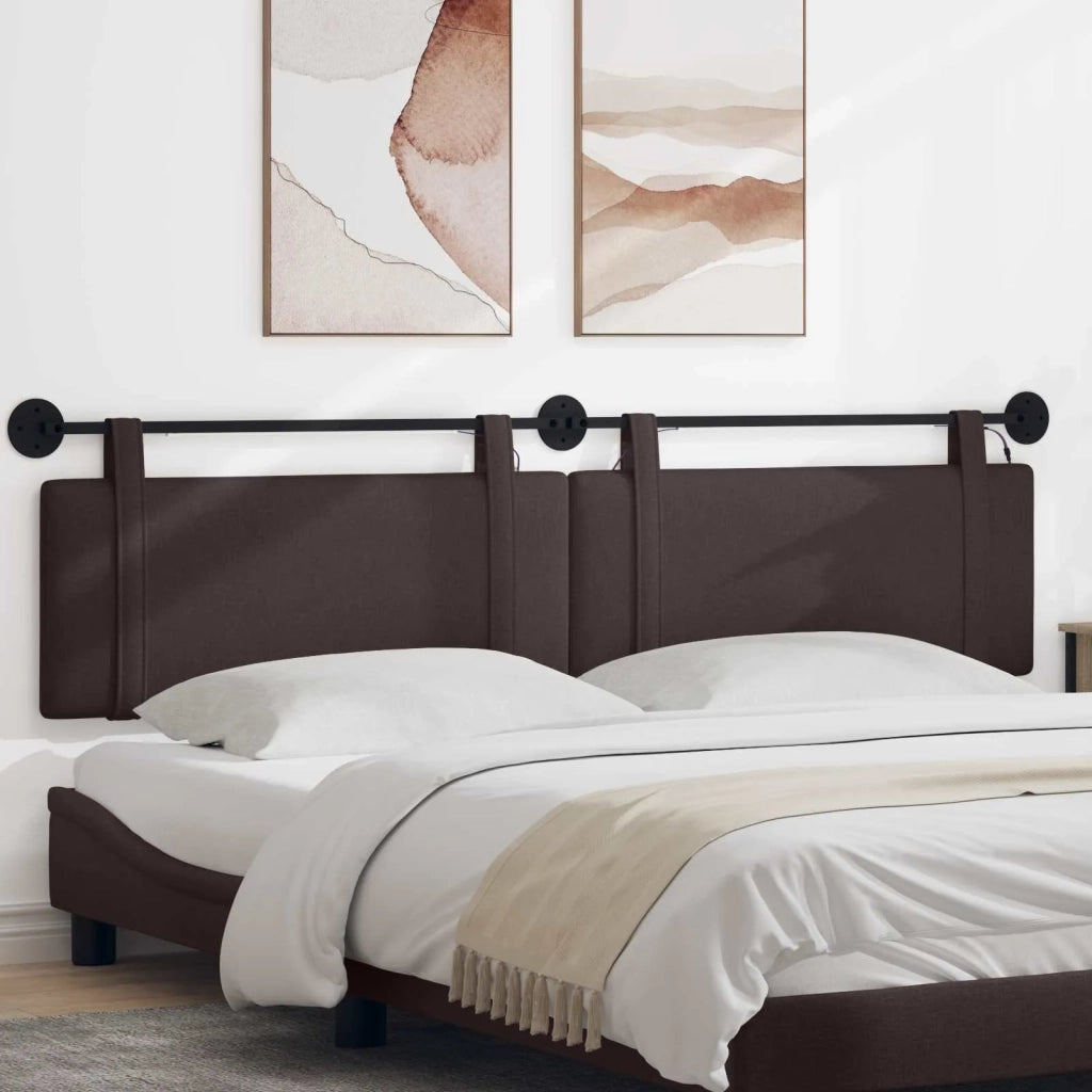 Testiera sospesa Con luce LED Marrone Scuro Tessuto 3424031