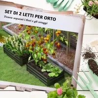 Set di 2 Letti per Orto Rialzato con Fondo Aperto in Acciaio Galvanizzato, 100x60x30cm, Grigio