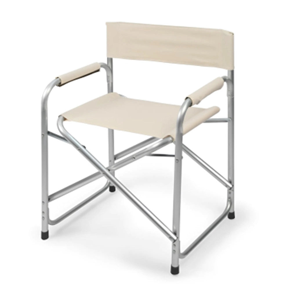 Trade Shop - Sedia Regista Beige Pieghevole In Ferro Per Campeggio Mare Spiaggia Giardino 285008 -
