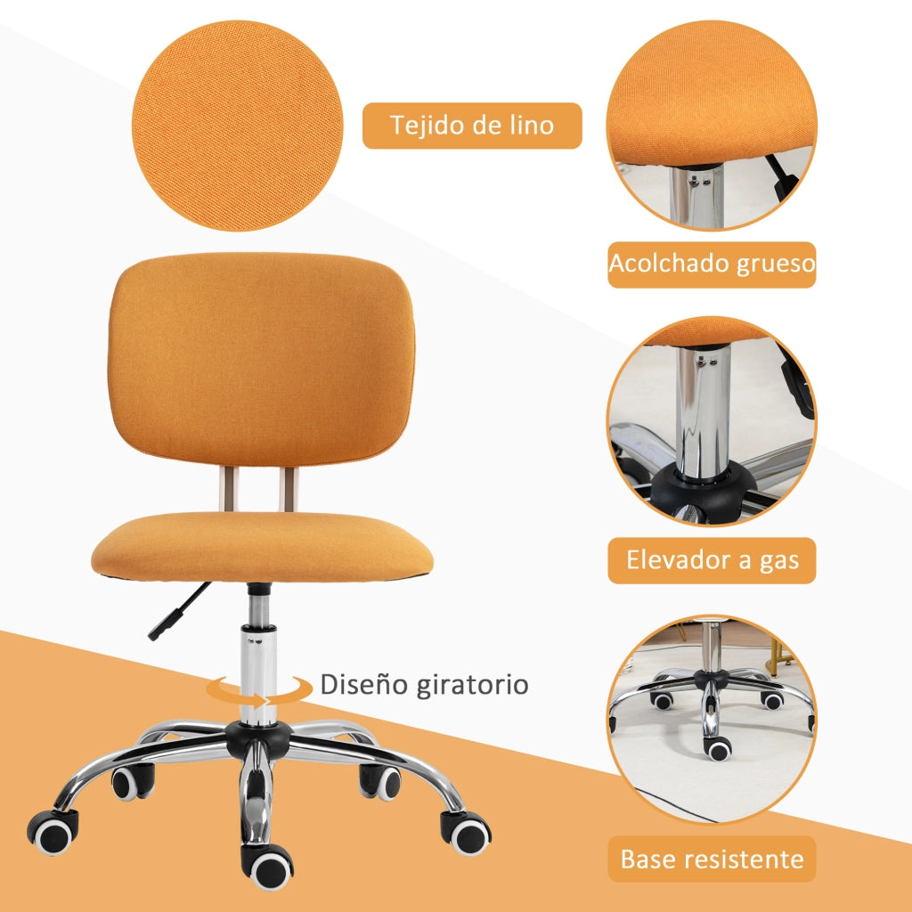 Sedia da Ufficio Girevole Imbottita in Tessuto con Altezza Regolabile ¨C zephmum ¨C Arancione 48x53x80-90 cm