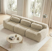 Divano modulare 3 posti 291x104x73 cm in tessuto, cachi chiaro, senza montaggio –