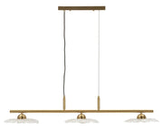 Lampadario Emily 3 Luci Glam - Struttura in Metallo Oro e Vetro Trasparente, Design Moderno e Luminoso, Attacco E27 - 100x24x18 cm