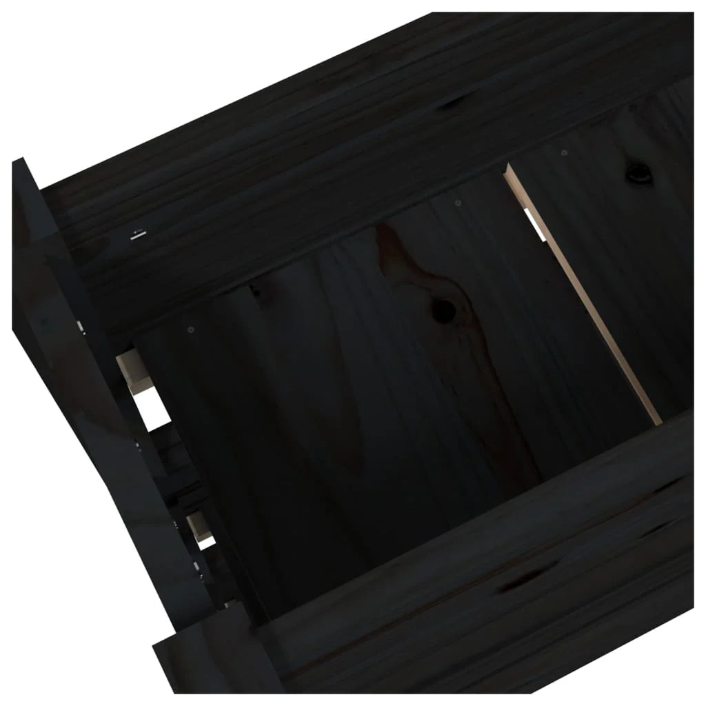 Fioriera rialzata per piante e fiori terrazza giardino 77 x 25 x 104,5 cm legno massello di pino nero 02_0037848