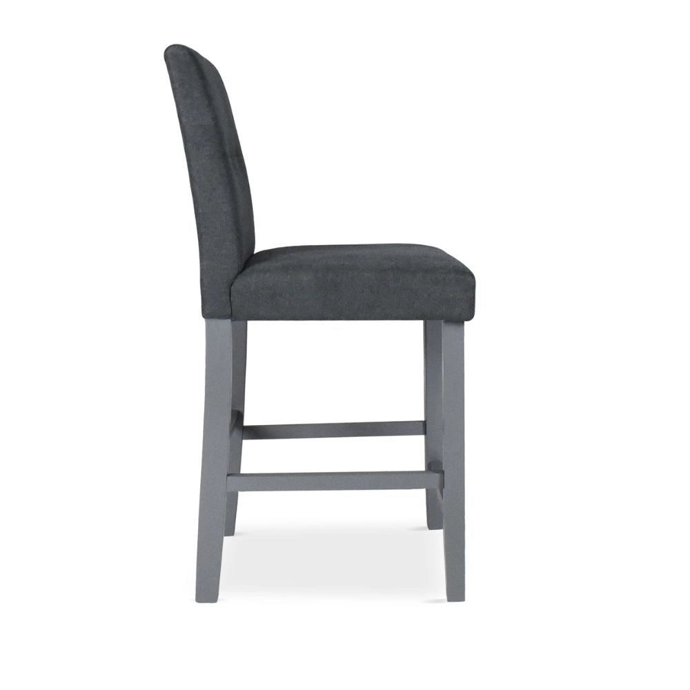 Sgabello Alex in legno colore grigio con seduta in tessuto grigio
