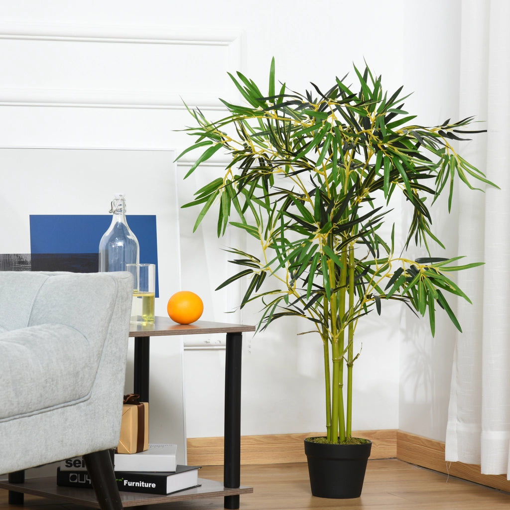 Bamb¨´ in Vaso Artificiale, Pianta Finta Decorazione per Interno ed Esterno, Altezza 120cm, Verde