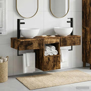 Set di mobili per il bagno 3 pz Rovere Fumo 3405582