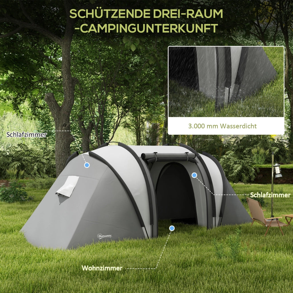 Tenda da campeggio per 4-5 persone impermeabile 3 locali ¨C Zephmum ¨C Grigio