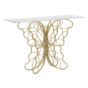Consolle Butterfly in ferro e vetro gold – 110 x 40 x H 76 cm