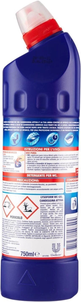 LYSOFORM WC GEL DISINCROSTANTE CANDEGGINA ATTIVA RIMUOVE I GERMI, EFFICACIA SBIANCANTE 750ML