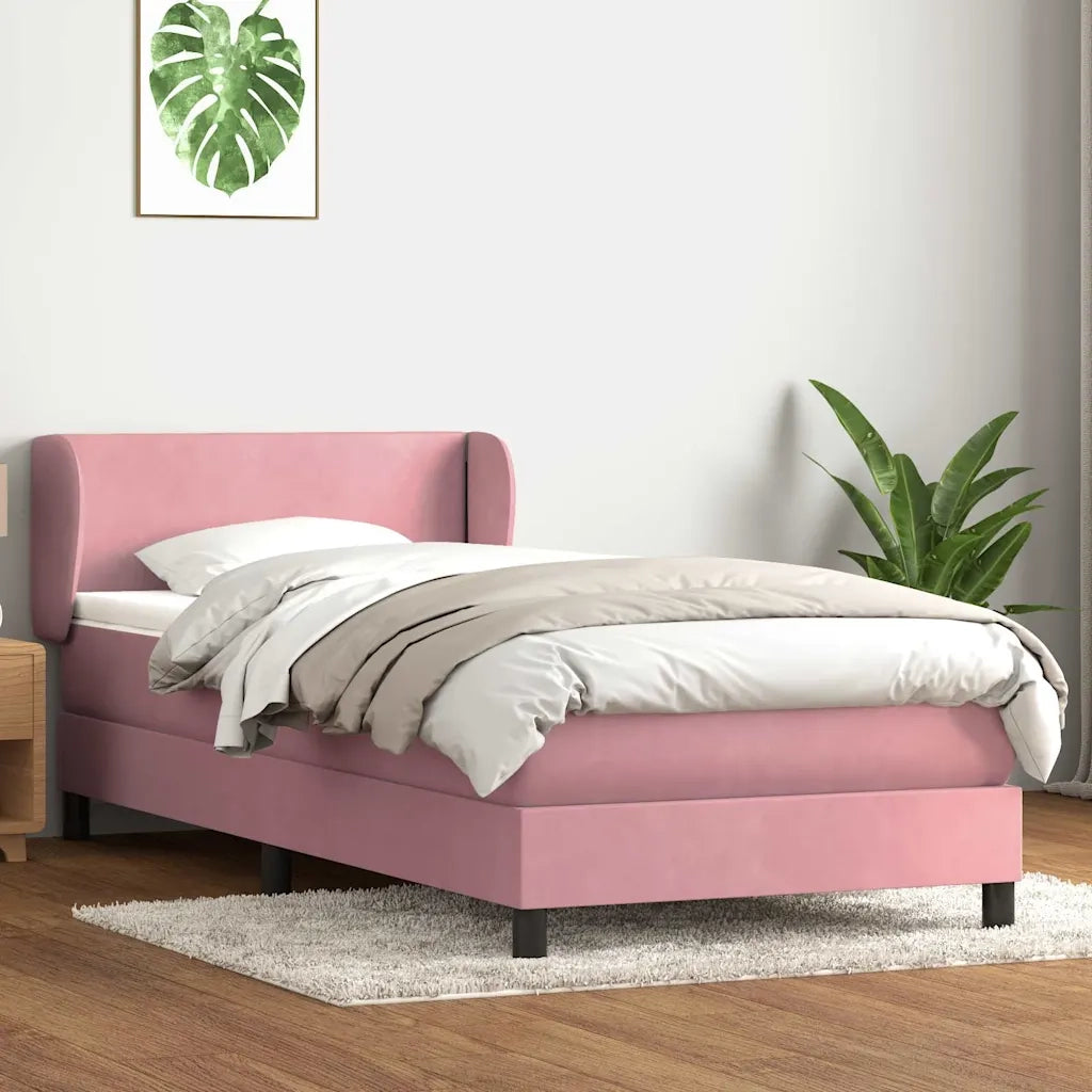Giroletto a Molle con Materasso Rosa 90x210 cm Velluto