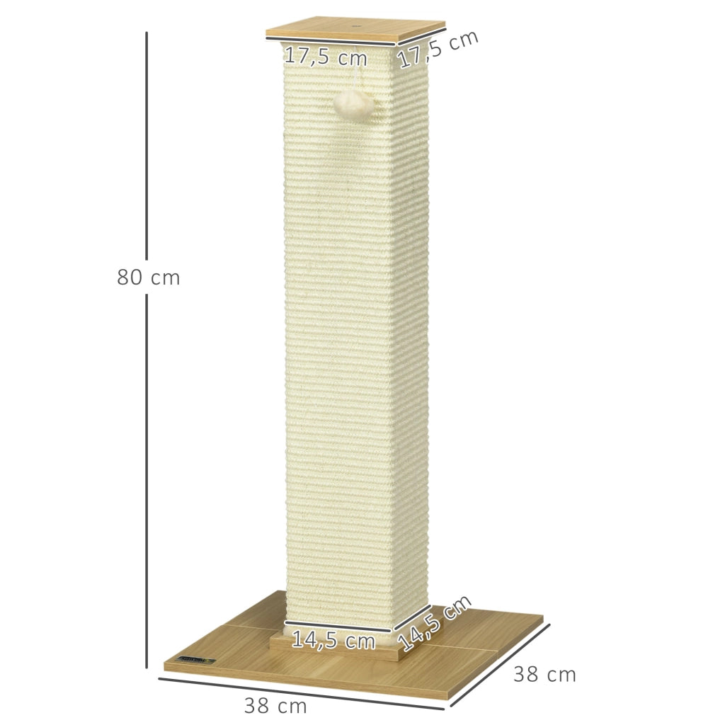Tiragraffi per Gatti con Giocattoli ¨C Xylo ¨C 38x38x80 cm Beige Naturale