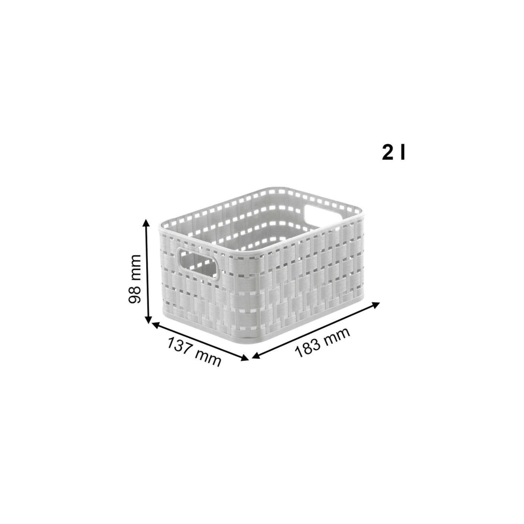 CONTENITORE IN PLASTICA IN MODERNO LOOK RATTAN CESTA COUNTRY 18X14X10CM BIANCA