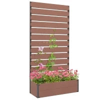 Fioriera rialzata con griglia per piante rampicanti, bacino per fiori da 64L, legno composito-plastica e alluminio