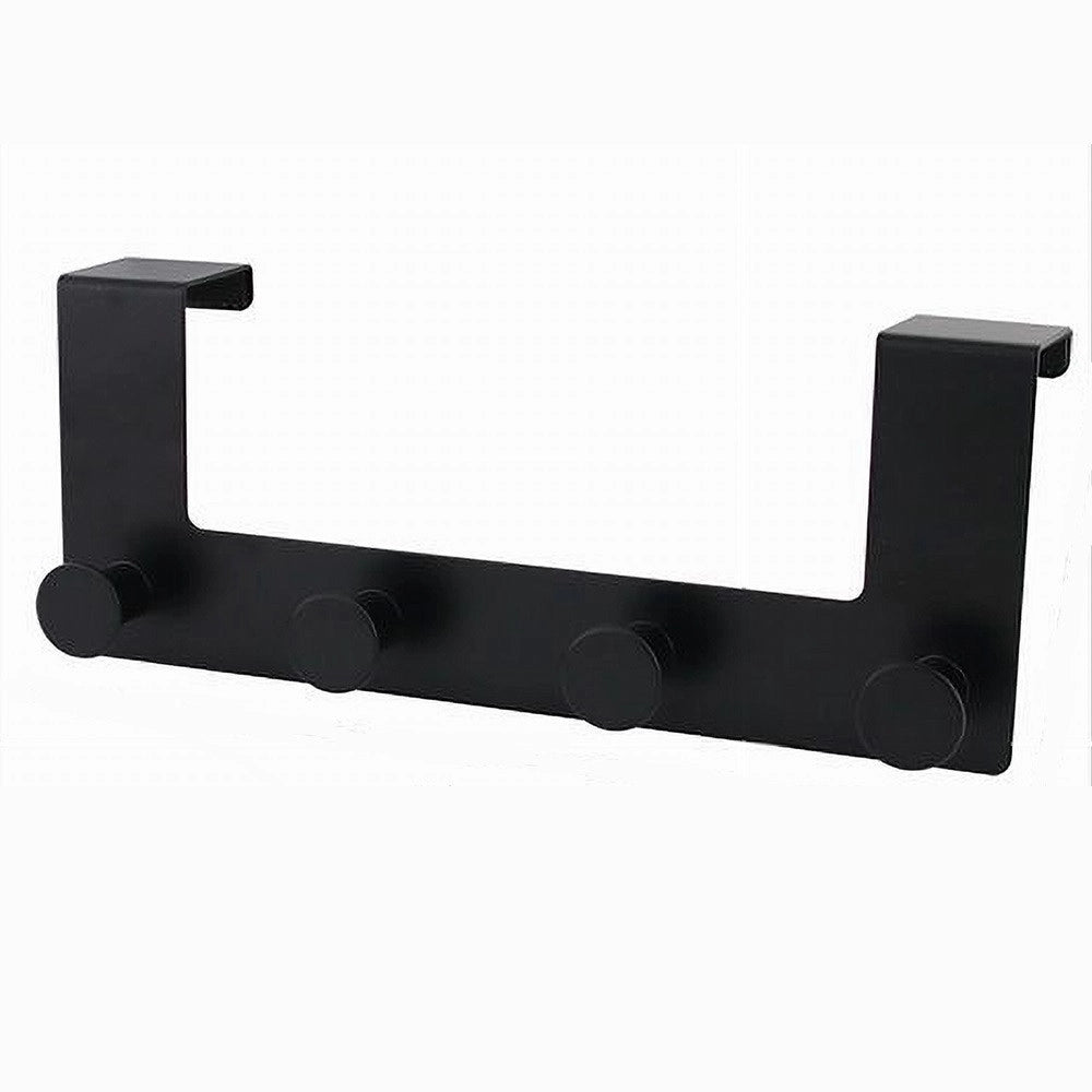 Trade Shop - Appendiabiti Da Porta Con 4 Ganci 27 X 11.5cm Nero Per Asciugamani Vestiti 87777 -