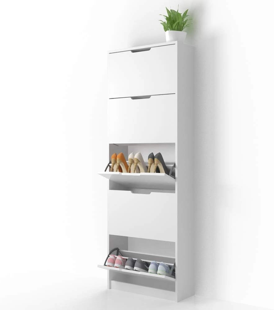Scarpiera da ingresso Luca, Bianco, 22 x 169 cm 5 scomparti