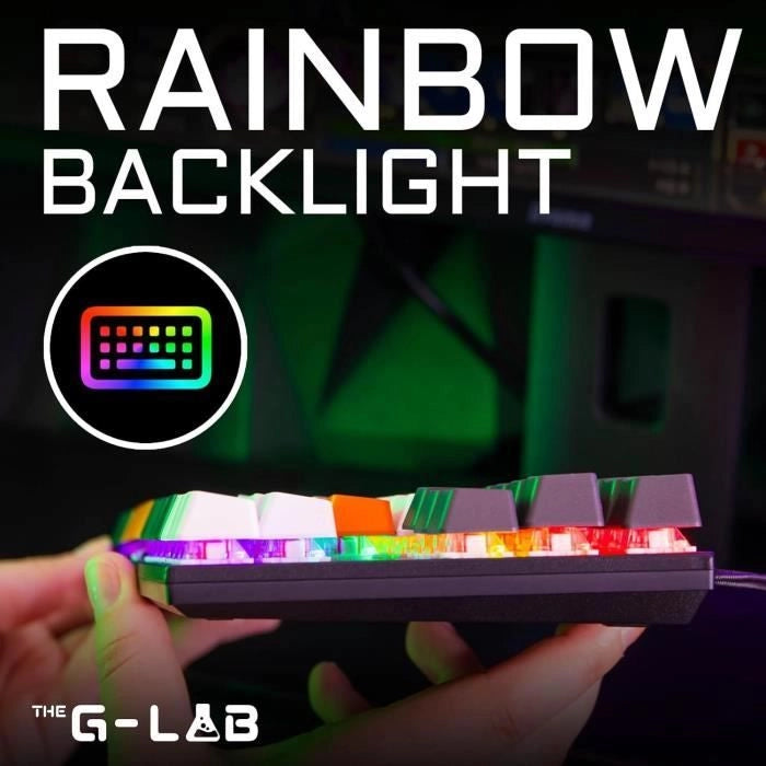 Tastiera da gioco - THE G-LAB - KEYZ-MERCURY-C/FR - Meccanica - TKL - 3 colori Bianco+Nero+ArancioneFR