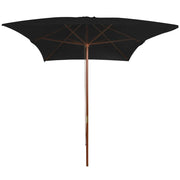 Ombrellone da Giardino-Ombrello da Balcone con Palo in Legno Nero 200x300 cm