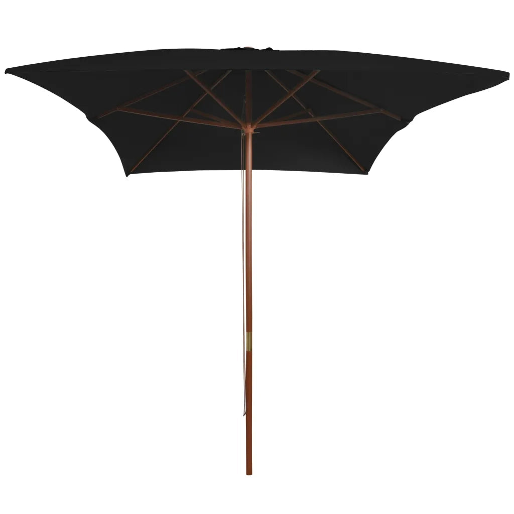 Ombrellone da Giardino-Ombrello da Balcone con Palo in Legno Nero 200x300 cm