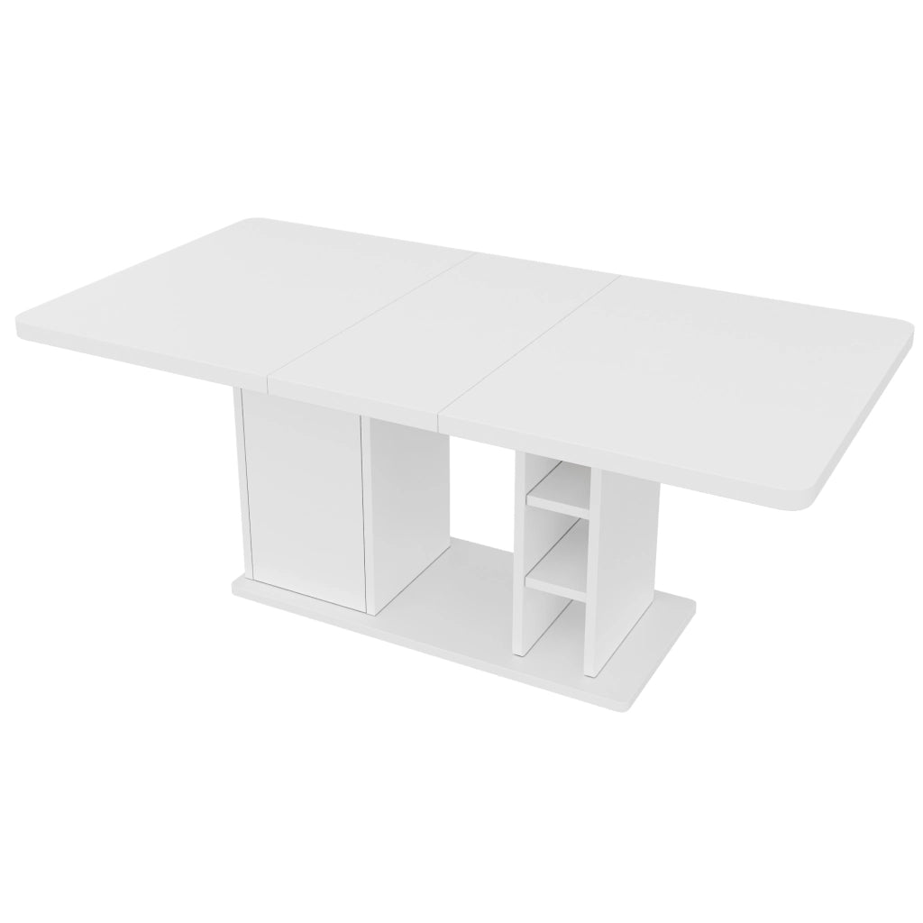 Tavolo da pranzo allungabile 140/180 x 80 cm con vano contenitore, bianco, MDF