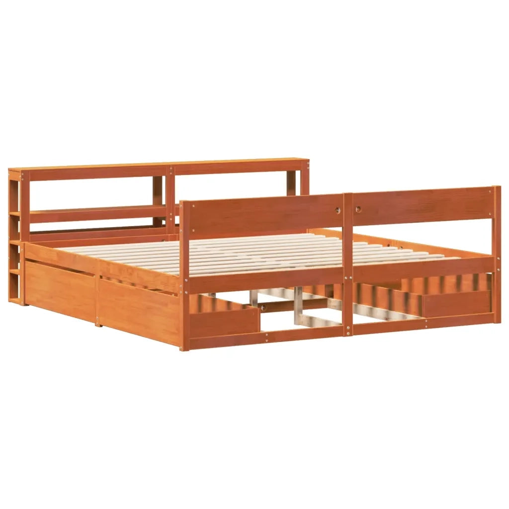 Letto senza Materasso Marrone Cera 180x200 cm in Legno di Pino 3306374