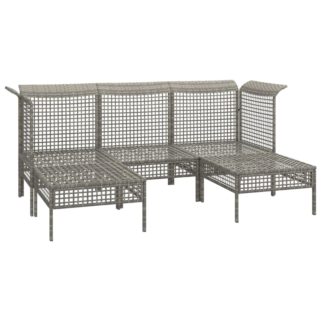 Set di mobili da giardino mobili da esterno 5 pezzi con cuscini resina intrecciata grigia 02_0016414