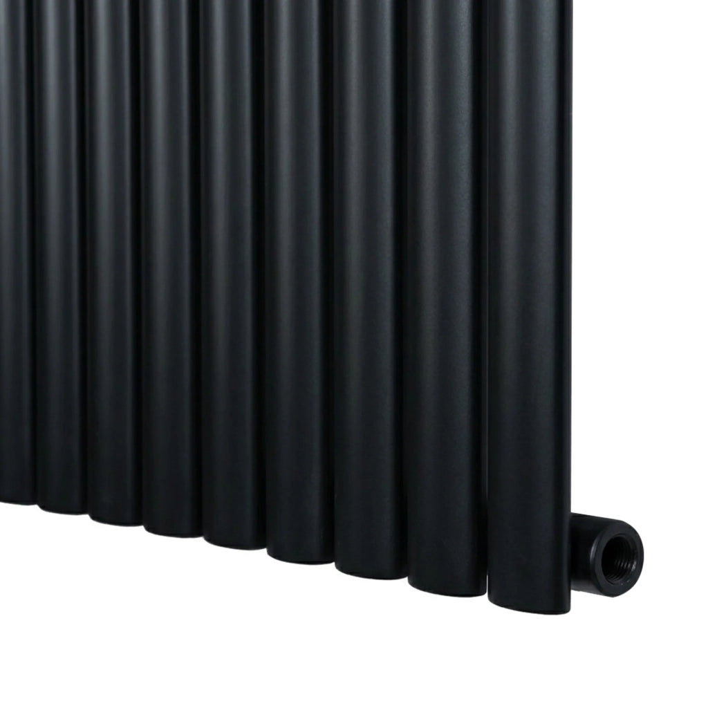 Radiatore Verticale Design Ovale Colonna Singola Nero 1800x480 mm