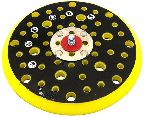 Schijf di abrasione 150 mm - 54 fori - Cinturino di chiusura - Compatibile con Mirka Ceros Deros - Materiale ABS di alta qualità - Supporto in spugna duraturo - Schijf di abrasione