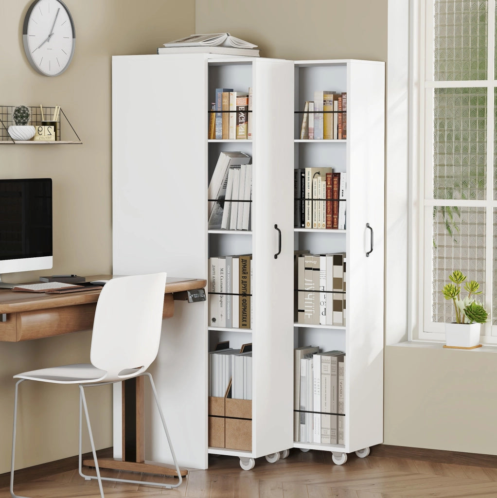 Libreria estensibile su ruote 51，5x41x158 cm MDF bianco