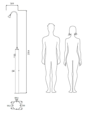 Doccia da Giardino con Rubinetto Chiusura Manuale Doccia e Lavapiedi Minijet-R Inox Anodizzato