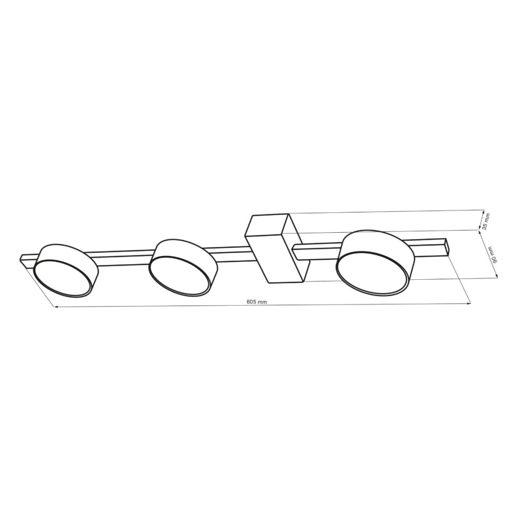 Faretto soffitto barra 3 luci nero GX53 3x10W Polux