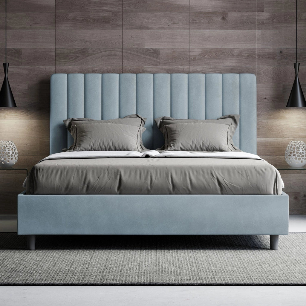 Letto Matrimoniale 160x190 cm Senza Rete Agueda Azzurro