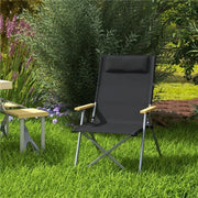 SEDIA DA CAMPEGGIO PIEGHEVOLE CON SCHIENALE REGOLABILE, IN ALLUMINIO E POLIESTERE 74X59.5X98 CM, NERO