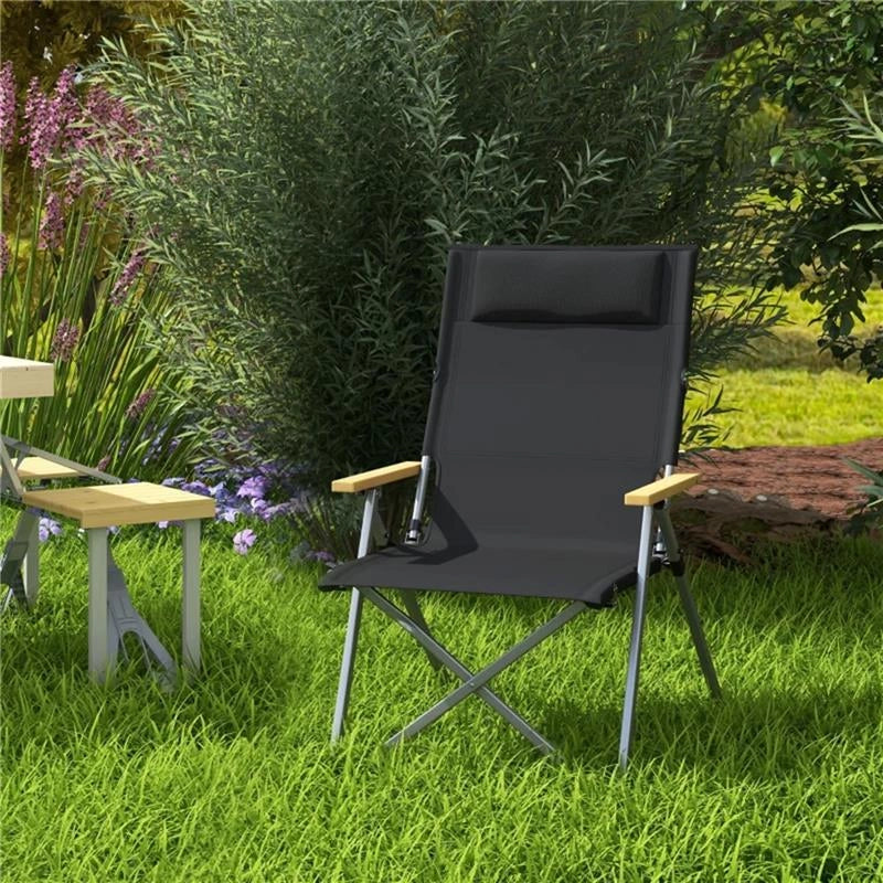 SEDIA DA CAMPEGGIO PIEGHEVOLE CON SCHIENALE REGOLABILE, IN ALLUMINIO E POLIESTERE 74X59.5X98 CM, NERO