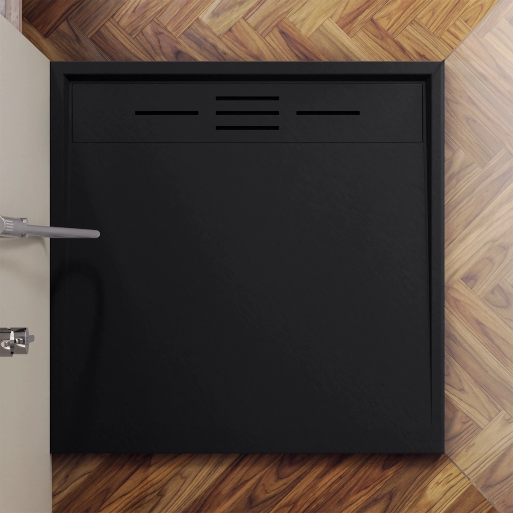 Piatto doccia 80x80 effetto pietra colore nero | Spanios