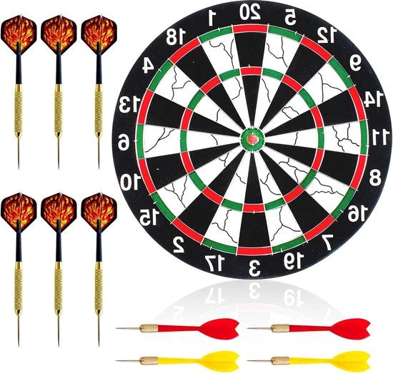Set di darts professionale con 10 darts - Tavolo da darts in acciaio e gomma - Tavoli da darts classici - Tavolo da darts di alta qualità

Specifiche tecniche:
- Modello: 
- Materiale: Acciaio e gomma
- Dimensioni: 
- Peso: 
- Caratteristiche: