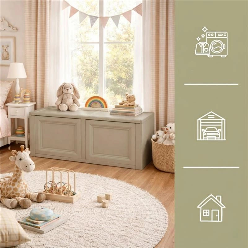 BAULE 2 MODULI TAUPE 86X40X42 CM – CASSAPANCA CONTENITORE SALVASPAZIO PER TERRAZZO, VERANDA E AMBIENTI ESTERNI