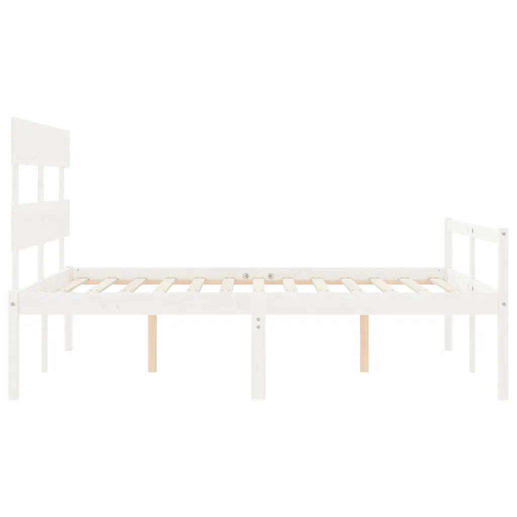 Letto per Anziani con Testiera-Struttura Letto per Anziani Bianco 160x200 cm Legno Massello 934583