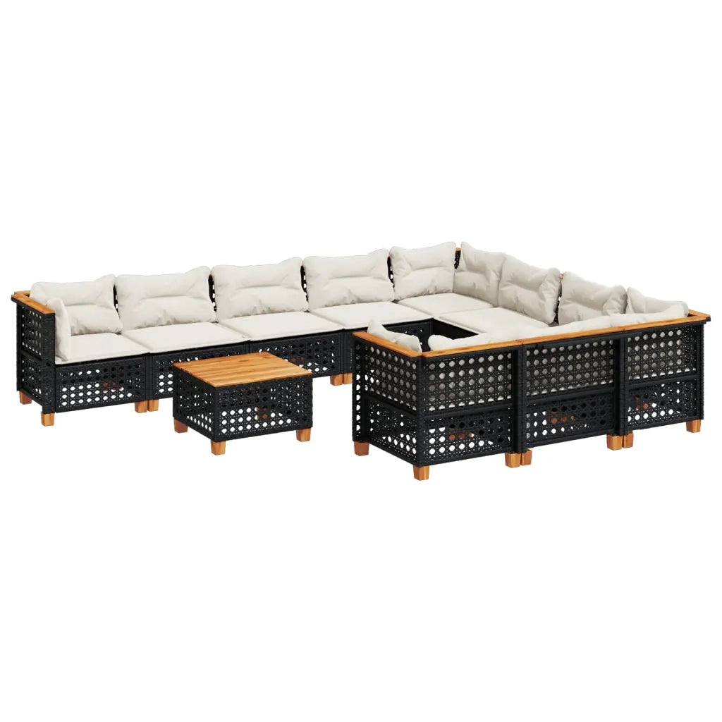 Set Divani da Giardino 11 pz con Cuscini in Polyrattan Nero 3262040