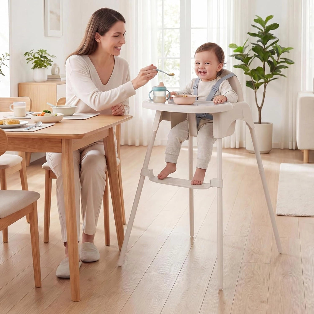 4 in 1 Seggiolone per Bambini, Vassoio Doppio Rimovibile | Cintura di Sicurezza a 5 Punti, Poggiapiedi Reversibile, per Bambini 6-36 Mesi