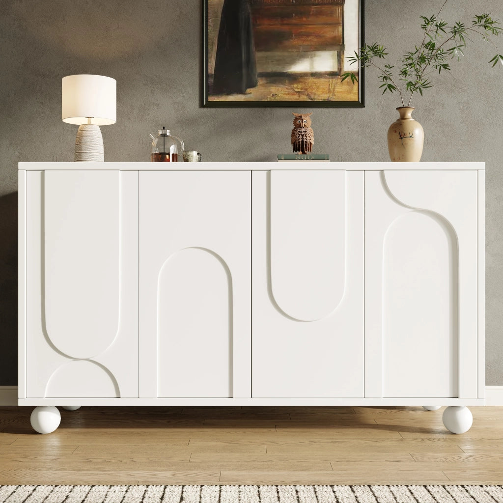 Madia con 2 Ante e Ripiano Regolabile; per Sala da Pranzo o Soggiorno in MDF; 120 × 35 × 71 cm; Bianco