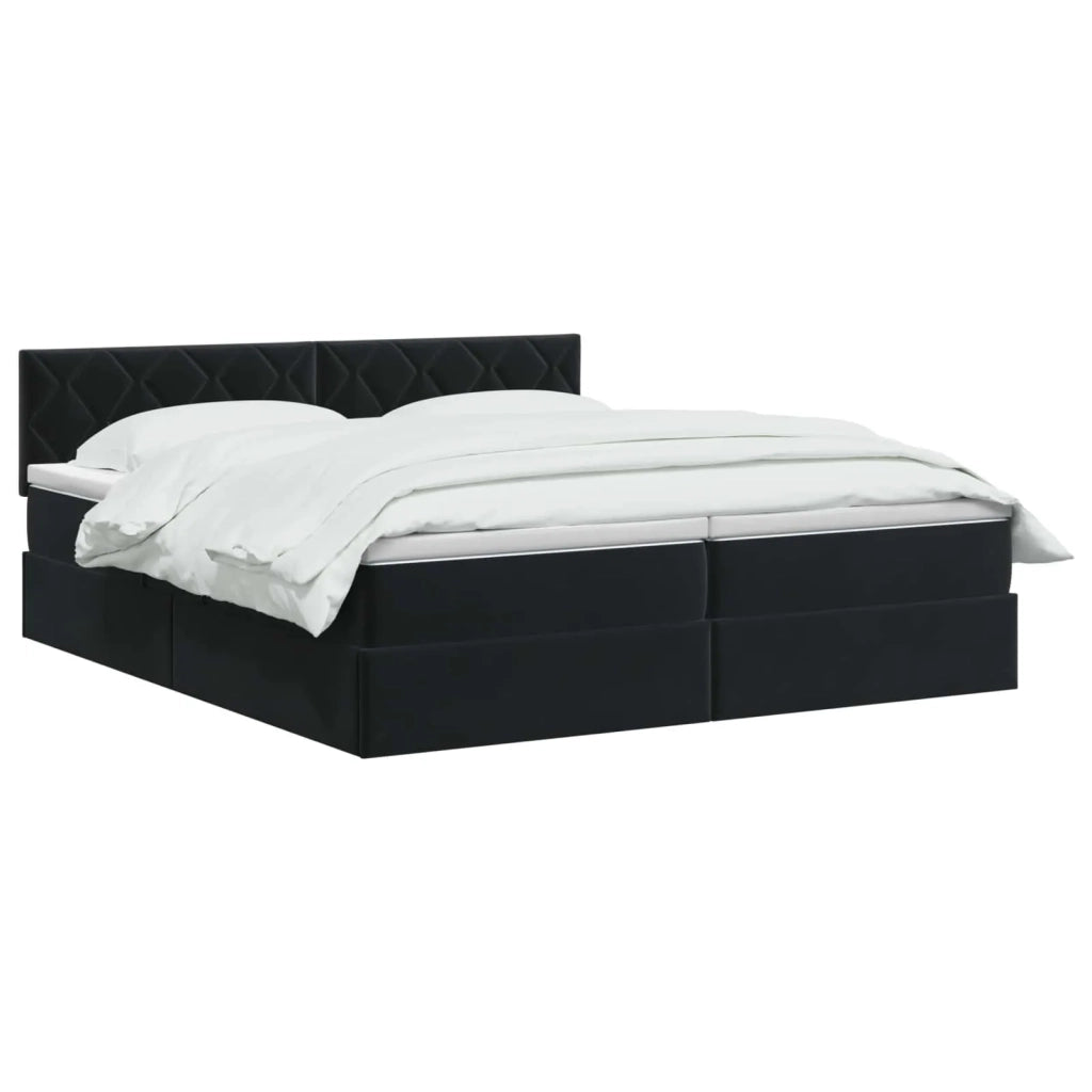 Letto con contenitore LED e materasso Nero 200 x 200 cm Velluto 3459404
