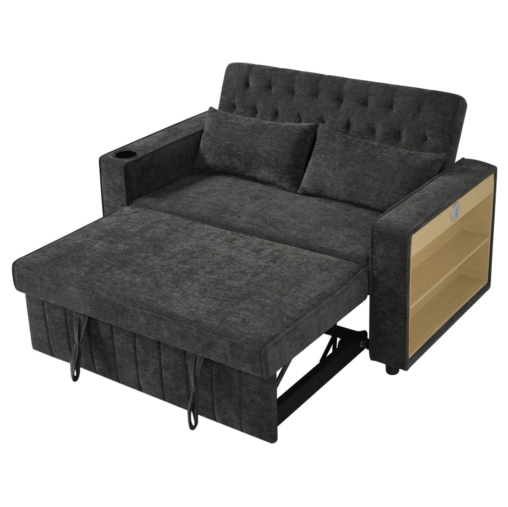 Divano letto 140x137x84 cm convertibile con schienale reclinabile in chenille grigio
