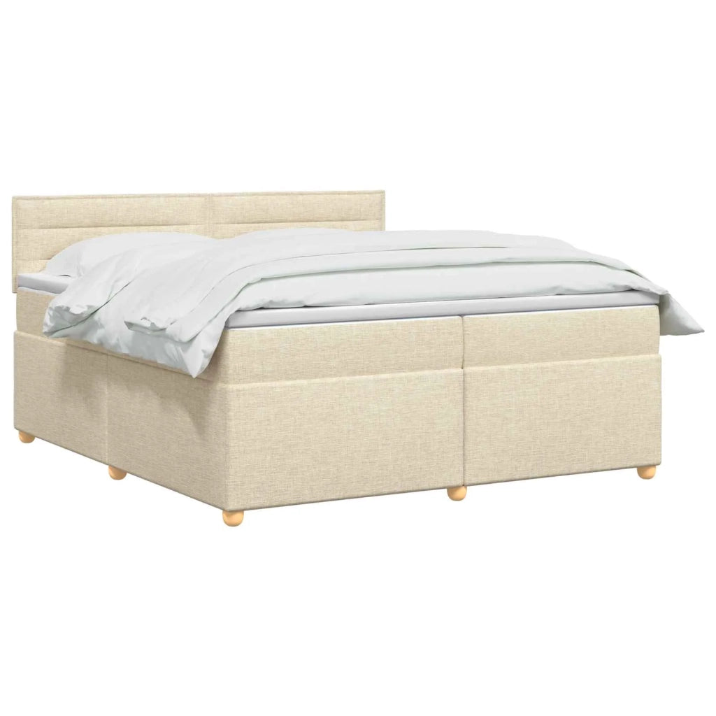 Letto box spring con materasso Crema 200 x 200 cm Tessuto 3452497